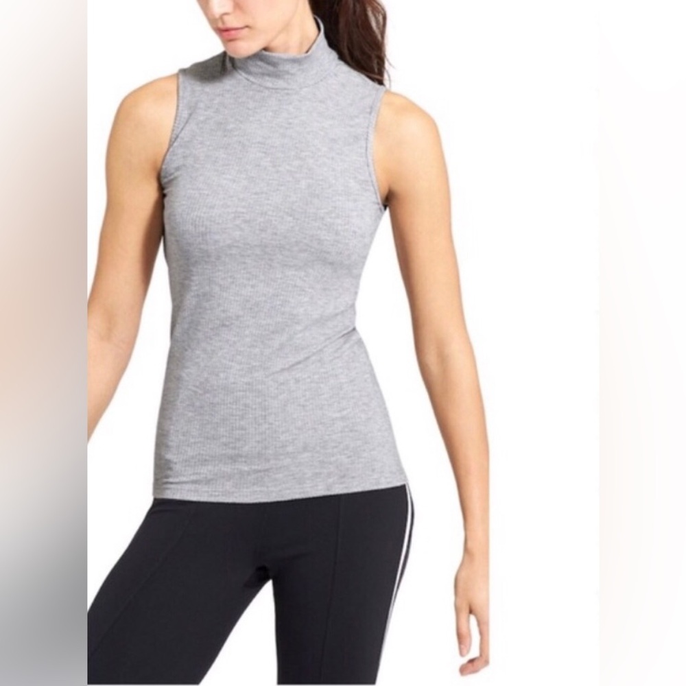 NWT ATHLETA Rib Turtleneck Gray Sleeveless Top Women’s XS